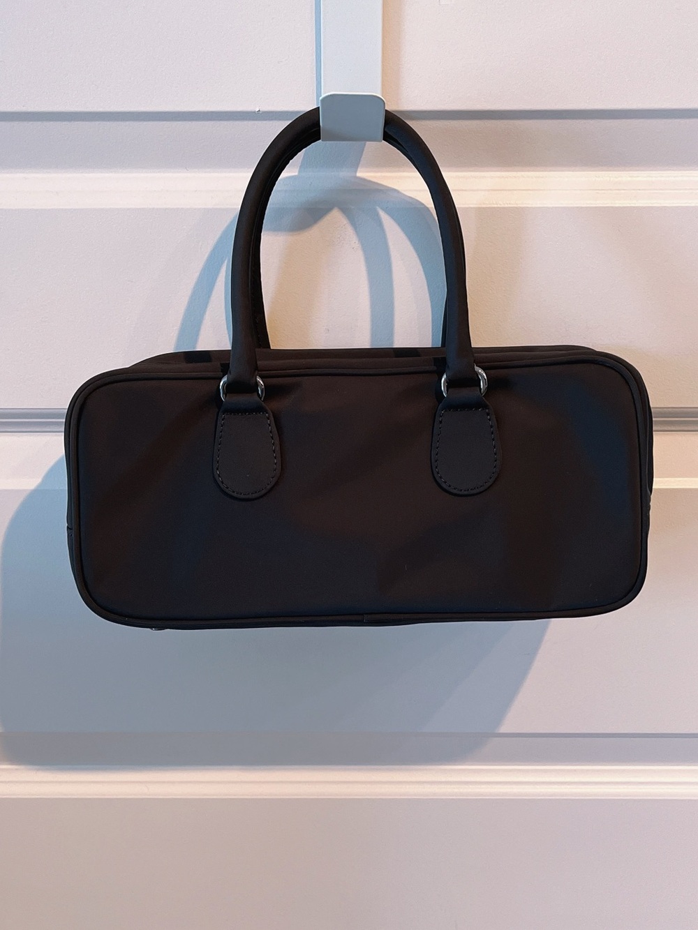 NWT Aritzia Wilfred Lina Minimalist Black Nylon Satin bowler bag